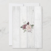 Rustikale Dusty-Rose mit Blumenmuster auf Holz Save The Date (Rückseite)
