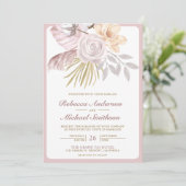 Rustikale Dusty Rose Pink Floral QR Code Hochzeit Einladung (Stehend Vorderseite)