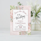 Rustikale Dusty Rose Rosa Blumenkalligrafie Save The Date (Stehend Vorderseite)