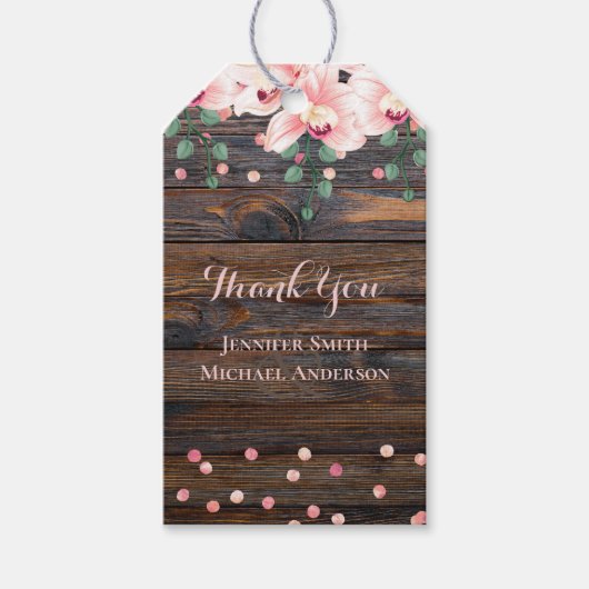 Rustikale Dusty Rose Rosa Blumenzehen Geschenkanhänger (Vorderseite)