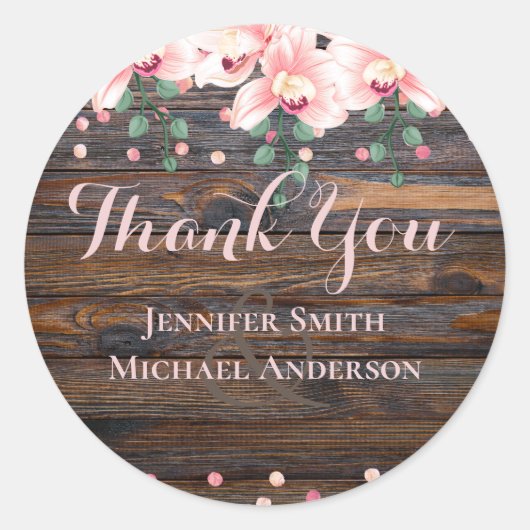 Rustikale Dusty Rose Rosa Blumenzehen Runder Aufkleber (Vorderseite)