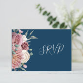 Rustikale Dusty Rose Wasserfarbe Blume Bouquet UAW RSVP Karte (Stehend Vorderseite)