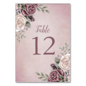 Rustikale Dusty Rose Wasserfarbe Rosa Braut Tischnummer (Vorderseite)