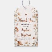 Rustikale Dusty Rose Wildblume Taufe Vielen Dank Geschenkanhänger (Vorderseite)