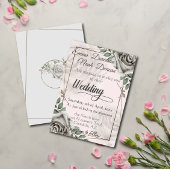 Rustikale Dusty White Rose Blume Einladung Hochzei