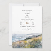 Rustikale dusty Windy Bluffs Ocean View Hochzeit a Einladung (Vorderseite)