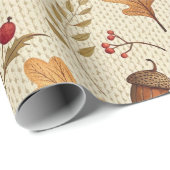 Rustikale Eicheln und Herbstbotaniken Geschenkpapier (Rolleneckpunkt)