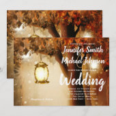 Rustikale Eichenbaum-Herbstblätter-Hochzeitskarten Einladung (Vorne/Hinten)