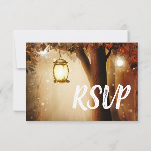Rustikale Eichenbaum-Herbstlaub Hochzeiten von RSV RSVP Karte (Rückseite)
