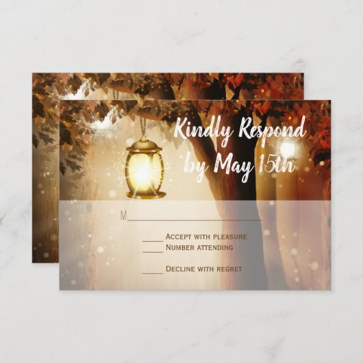 Rustikale Eichenbaum-Herbstlaub Hochzeiten von RSV RSVP Karte (Vorne/Hinten)