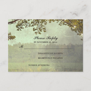 Rustikale Eichenbaum-Lichter Hochzeit RSVP Karte