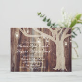 Rustikale Eichenbaum-Lichter Holz-Hochzeitskarten Einladung (Stehend Vorderseite)
