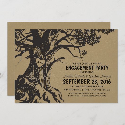 Rustikale Eichenbaumbindungsparty Einladung (Vorne/Hinten)