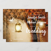 Rustikale Eichenbäume Hochzeit im Herbst lädt ein Einladung (Vorne/Hinten)