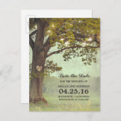 Rustikale Eichenbäume und Strandleuchten Save the Ankündigungspostkarte (Vorne/Hinten)