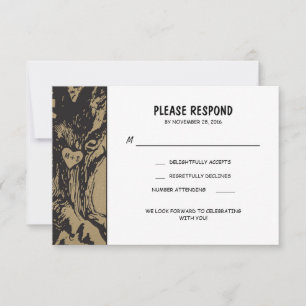 Rustikale Eichenbaumhochzeit RSVP Karte
