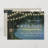 Rustikale Eichenbaumhochzeit speichert die Datumsk Ankündigungspostkarte (Vorne/Hinten)