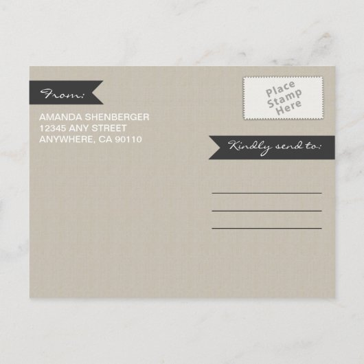 Rustikale Eichenbaumhochzeit speichert die Datumsk Ankündigungspostkarte (Rückseite)