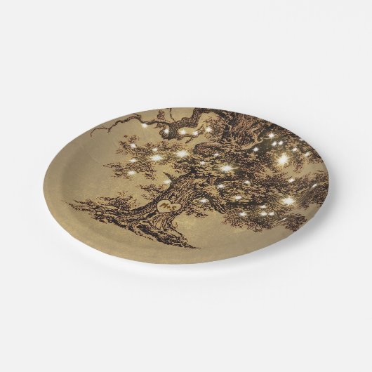 Rustikale Eichenbaumreihenleuchten Pappteller (Schrägansicht)