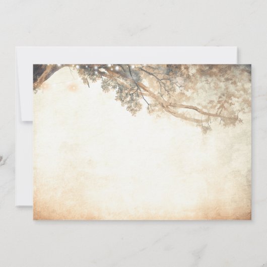 Rustikale Eichenbaumsaitenleuchten zum Hochzeitsta Einladung (Rückseite)