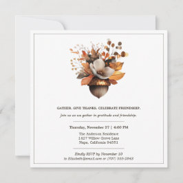 Rustikale Eichenblüten | Thanksgiving-Dinnerparty Einladung