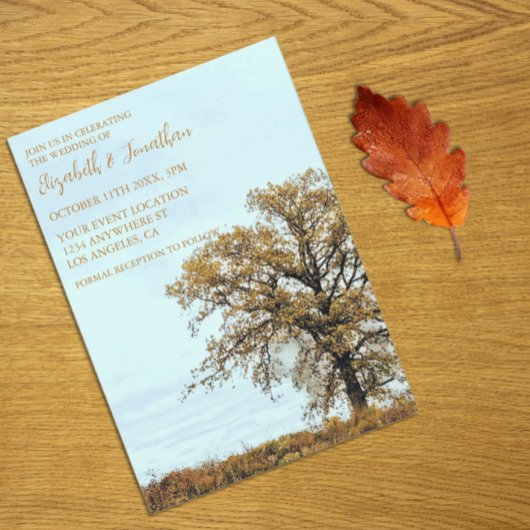 Rustikale Eichenhochzeit im Herbst Einladung