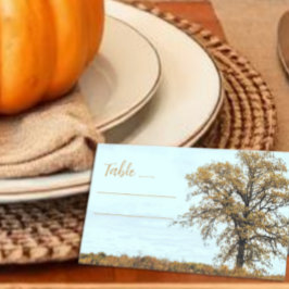 Rustikale Eichenhochzeit im Herbst Platzkarte