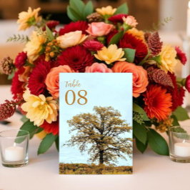 Rustikale Eichenhochzeit im Herbst Tischnummer