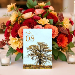 Rustikale Eichenhochzeit im Herbst Tischnummer