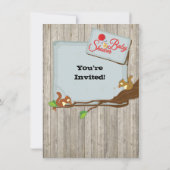 Rustikale Eichhörnchen Twins Baby Shower Einladung (Rückseite)