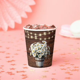 Rustikale Eimerkatze in der Blütendusche Pappbecher