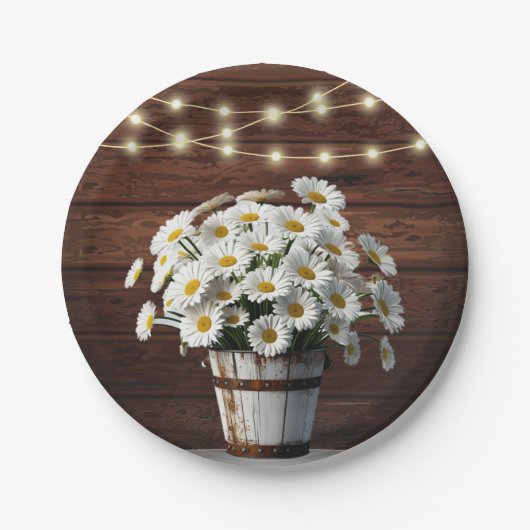 Rustikale Eimerkatze in der Blütendusche Pappteller (Vorderseite)