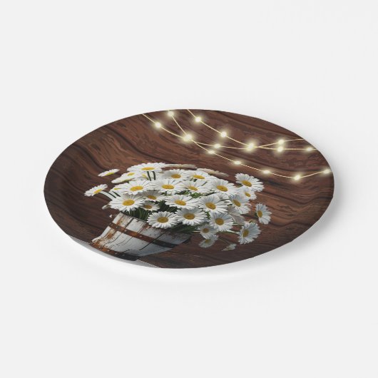 Rustikale Eimerkatze in der Blütendusche Pappteller (Schrägansicht)