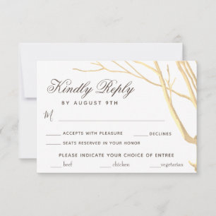 Rustikale einfache Baum-Hochzeitsmenü-Wahl RSVP-Ka RSVP Karte
