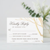 Rustikale einfache Baum-Hochzeitsmenü-Wahl RSVP-Ka RSVP Karte (Stehend Vorderseite)