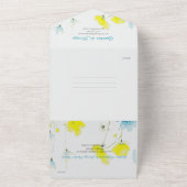 Rustikale, einfache, blaue Pfoten Wasserfarbe All In One Einladung (Außenbereich)