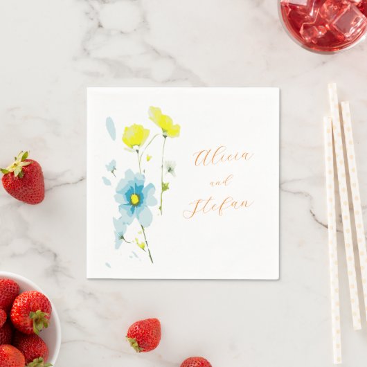 Rustikale, einfache, blaue Pfoten Wasserfarbe Serviette (Beispiel)