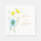 Rustikale, einfache, blaue Pfoten Wasserfarbe Serviette (Vorderseite)