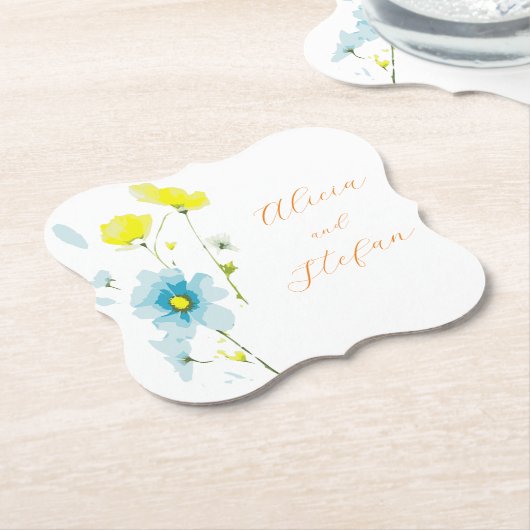 Rustikale, einfache, blaue Pfoten Wasserfarbe Untersetzer (angewinkelt)