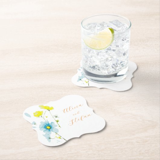 Rustikale, einfache, blaue Pfoten Wasserfarbe Untersetzer (Vor Ort)