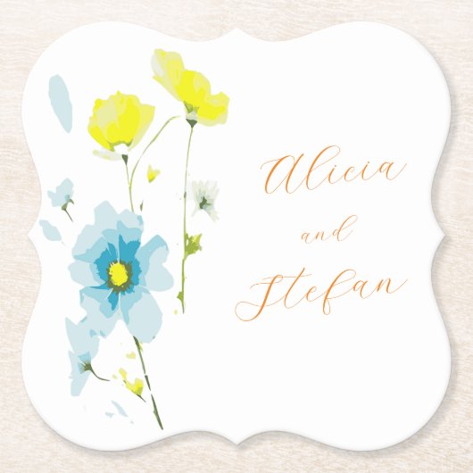 Rustikale, einfache, blaue Pfoten Wasserfarbe Untersetzer (Vorderseite)