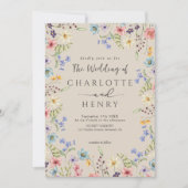 Rustikale einfache Botanische Wildblume Hochzeit Einladung (Vorderseite)