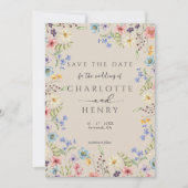 Rustikale einfache Botanische Wildblume Hochzeit Save The Date (Vorderseite)