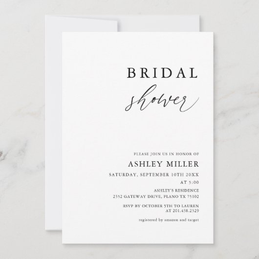 Rustikale Einfache Brautdusche Einladung (Vorderseite)