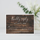 Rustikale, einfache, elegante Barnholz-Hochzeit RSVP Karte (Stehend Vorderseite)