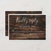 Rustikale, einfache, elegante Barnholz-Hochzeit RSVP Karte (Vorne/Hinten)