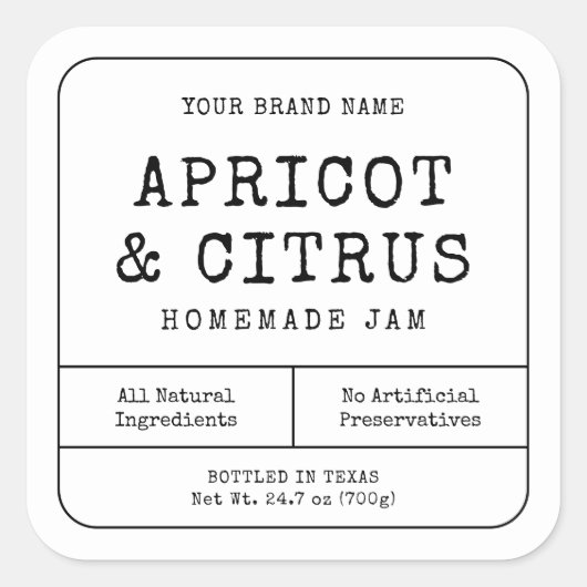 Rustikale einfache, hausgemachte Konservierungssto Quadratischer Aufkleber (Vorderseite)