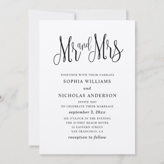 Rustikale einfache Hochzeit. Landkraft. Herr und H Einladung (Vorderseite)