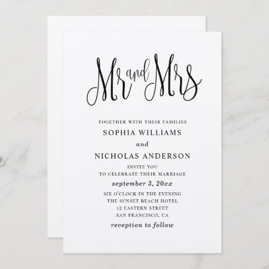 Rustikale einfache Hochzeit. Landkraft. Herr und H Einladung (Vorne/Hinten)