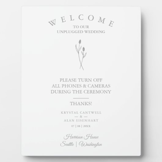 Rustikale, einfache Hochzeit ohne Stecker Fotoplatte (Vorderseite)